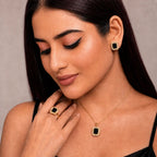 Premium Gold Square Stone Jewelry Set