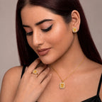 Premium Gold Square Stone Jewelry Set