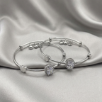 Elegant Stainless Steel Silver Halo Solitaire Bracelets – Set of 2