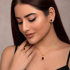 Premium Gold Square Stone Jewelry Set