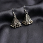 Antique Silver Pearl Triangle Jhumki