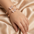 Elegant Gold-Plated Butterfly Motif Crystal Bracelets – Set of 2