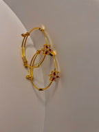 Red & Clear Floral Adjustable Gold Stainless Steel Bracelets – Set of 2