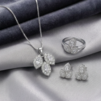 Premium Silver Leaf Stone Jewelry Set (White)